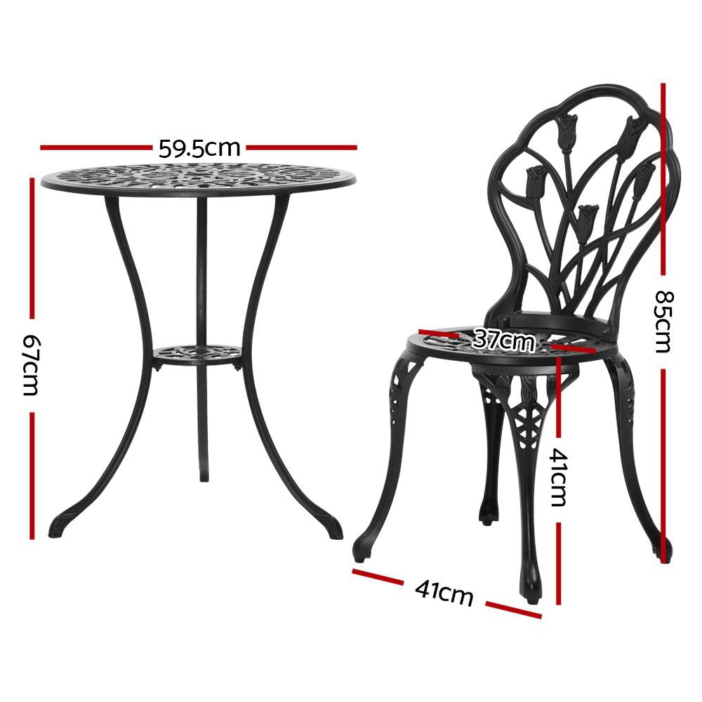 Momentous Living 3PC Outdoor Setting Cast Aluminium Bistro Table