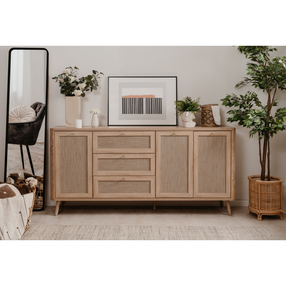 Cliff Wooden Buffet Unit Sideboard Storage Cabinet 3-Doors 3-Drawers Oak & Fast shipping On sale