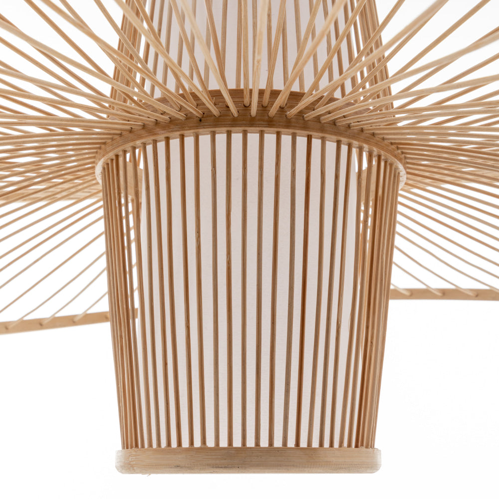 Natural Hand-Woven Bamboo 2-Layer Double Wide Brim Hanging Pendant Lamp Light Fast shipping On sale