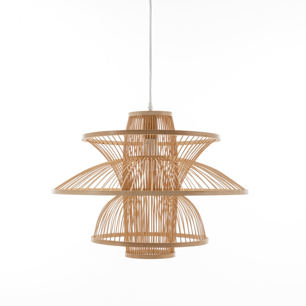 Natural Hand-Woven Bamboo 3-Layer Hanging Light Pendant Lamp Fast shipping On sale