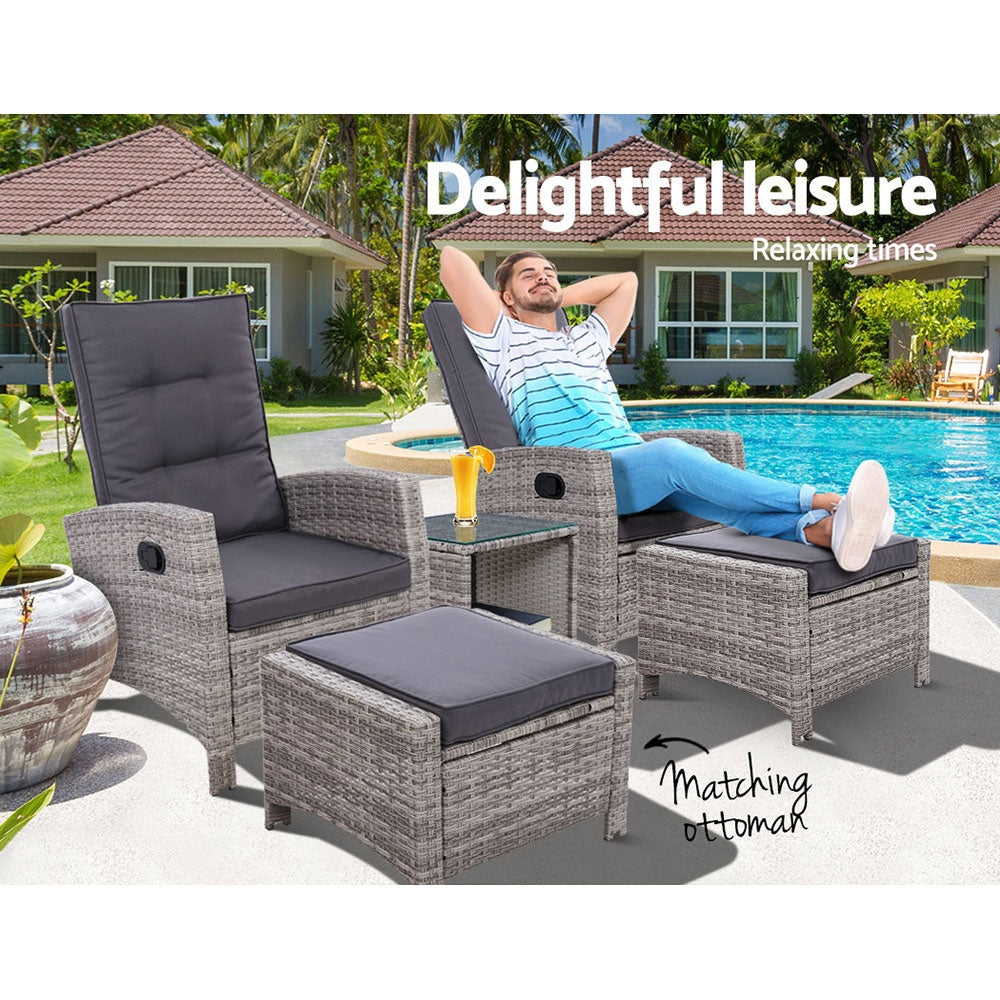 Momentous Living - Outdoor Patio Furniture Recliner Chairs Table