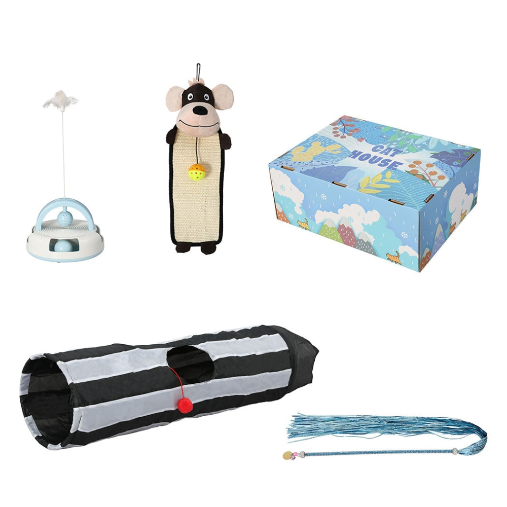 Momentous Living - PaWz Interactive Pet Toy Set Cat Tunnel Bed Feather ... - Feather Teaser Dog Crate Toys For Medium Breed Dogs