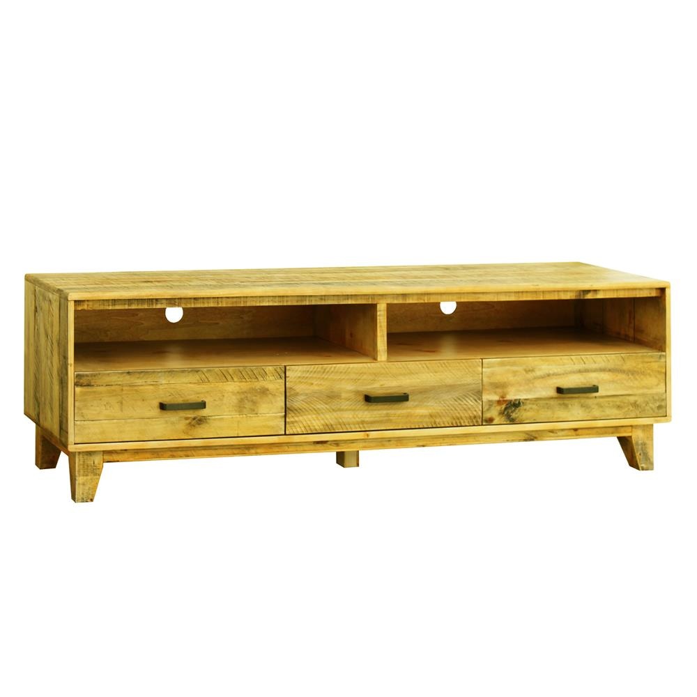 TV Cabinet with 3 Storage Drawers Shelf in Wooden Entertainment Unit Light Brown Colour Fast shipping On sale