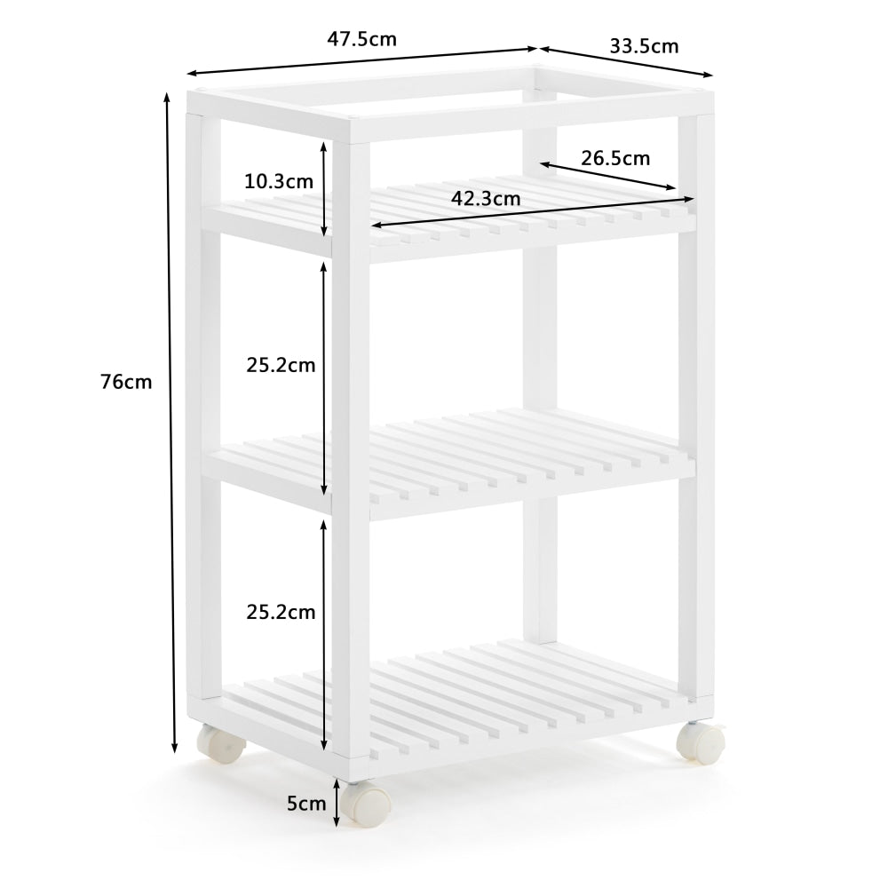 Momentous Living Amy Kitchen Trolley 3Shelf Storage White Kitchen