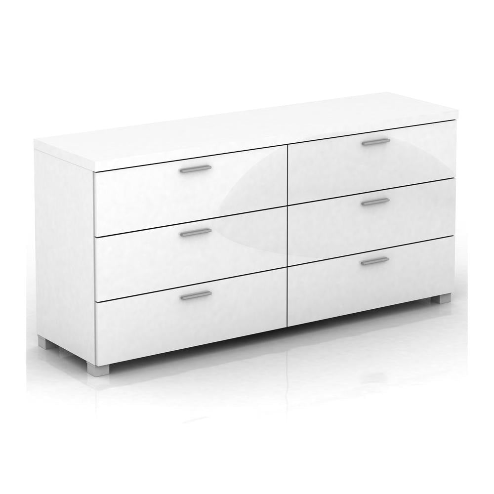 Momentous Living Baggio High Gloss Chest of 6Drawer Lowboy Sideboard