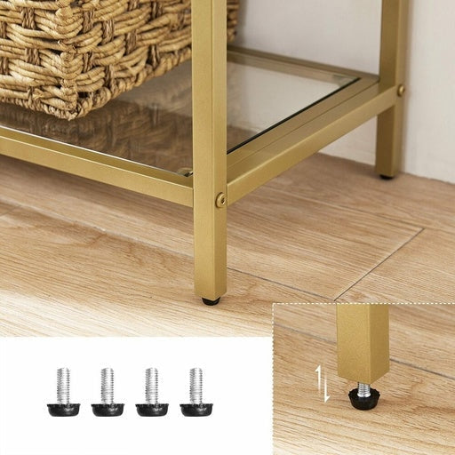 Momentous Living Bookshelf with Tempered Glass Shelves Bookcase Gold