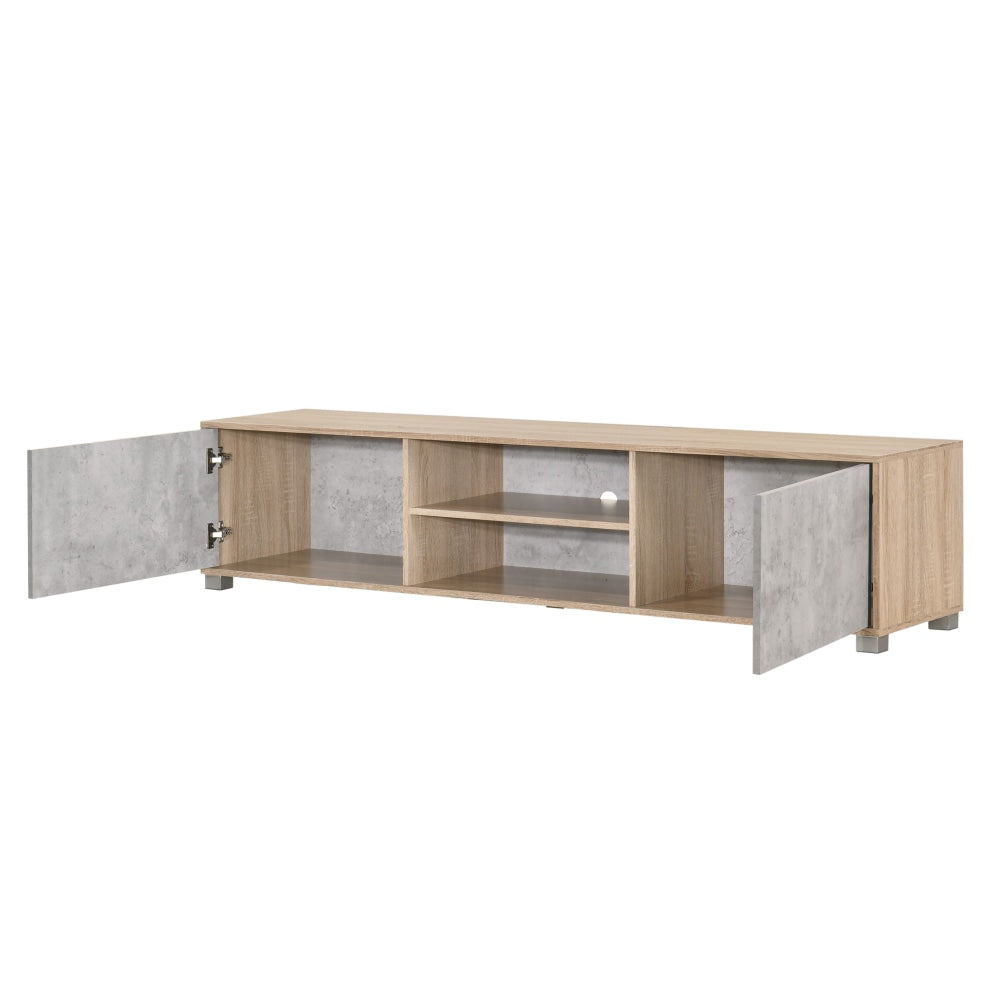 Calliope Lowline TV Stand Entertainment Unit W/ 2-Doors Storage Cabinet - Oak/Grey Fast shipping On sale