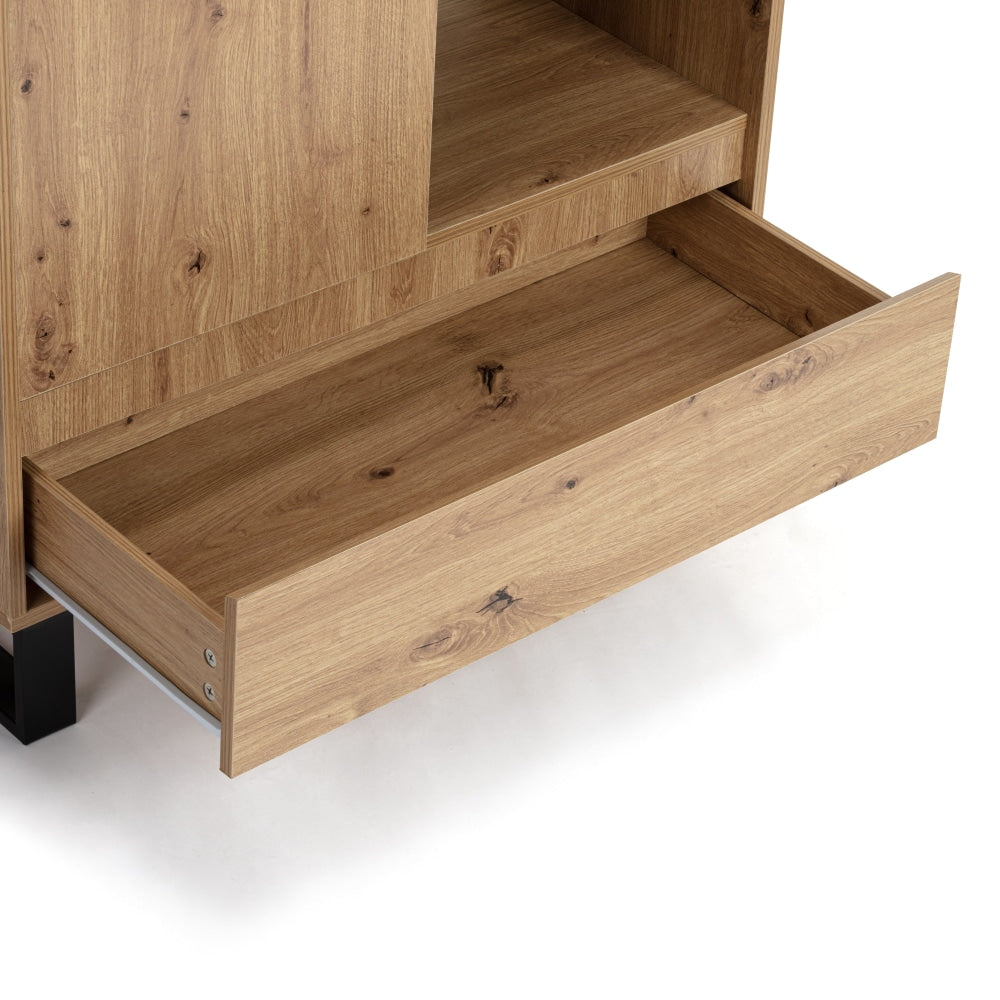 Cayman 4-Tier Bookcase Display Shelf Multi-Purpose Storage Cabinet - Oak/Black Fast shipping On sale