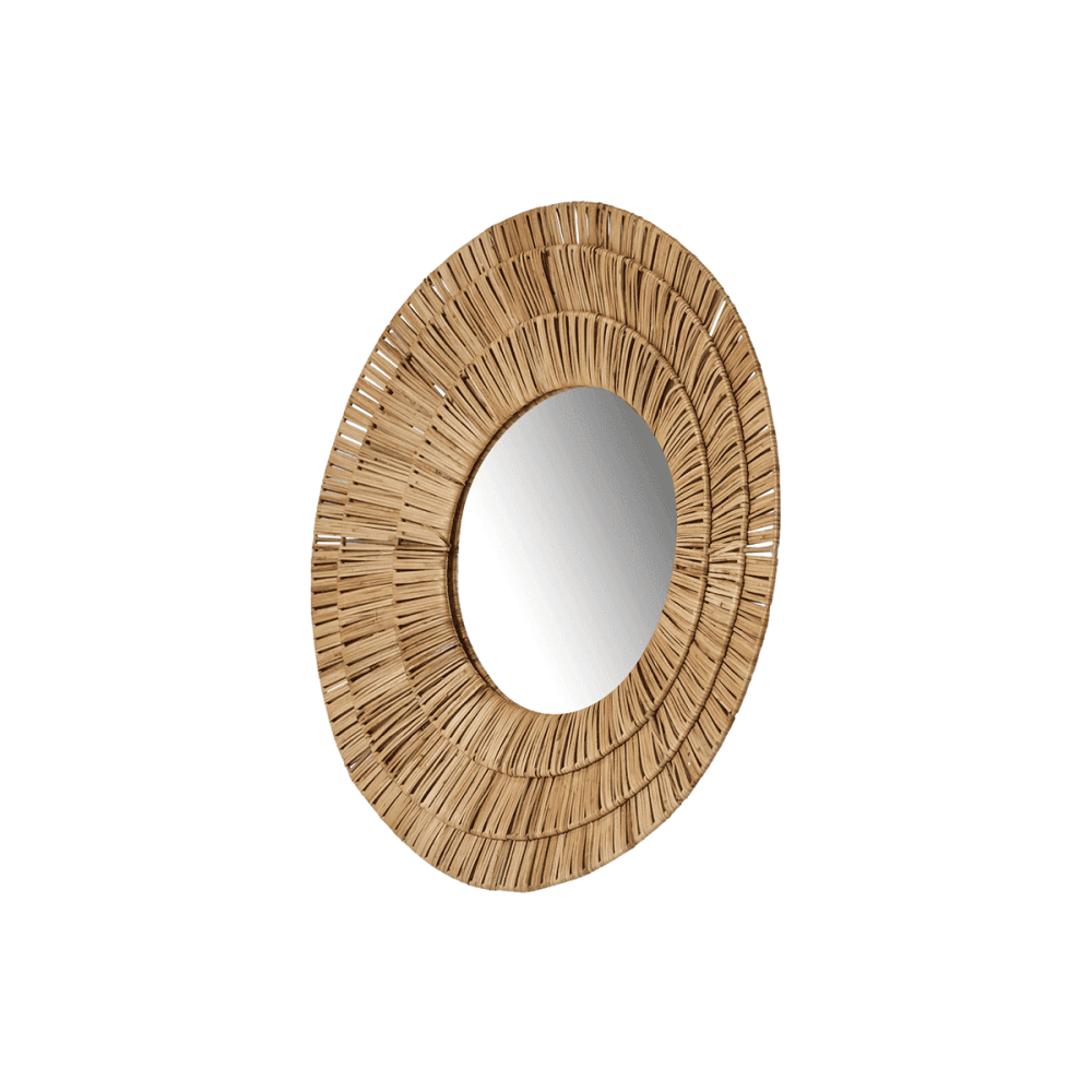 Momentous Living Edie Iron & HandWoven Crane Frame Round Wall Mirror Mirror Sales