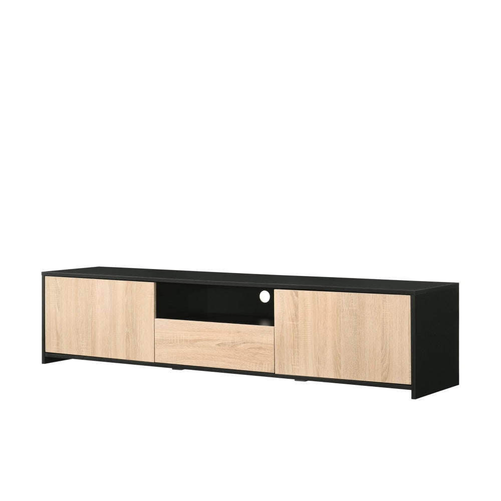 Elly Lowline Entertainment Unit TV Stand 180cm W/ 2-Doors 1-Drawer - Black/Oak Fast shipping On sale