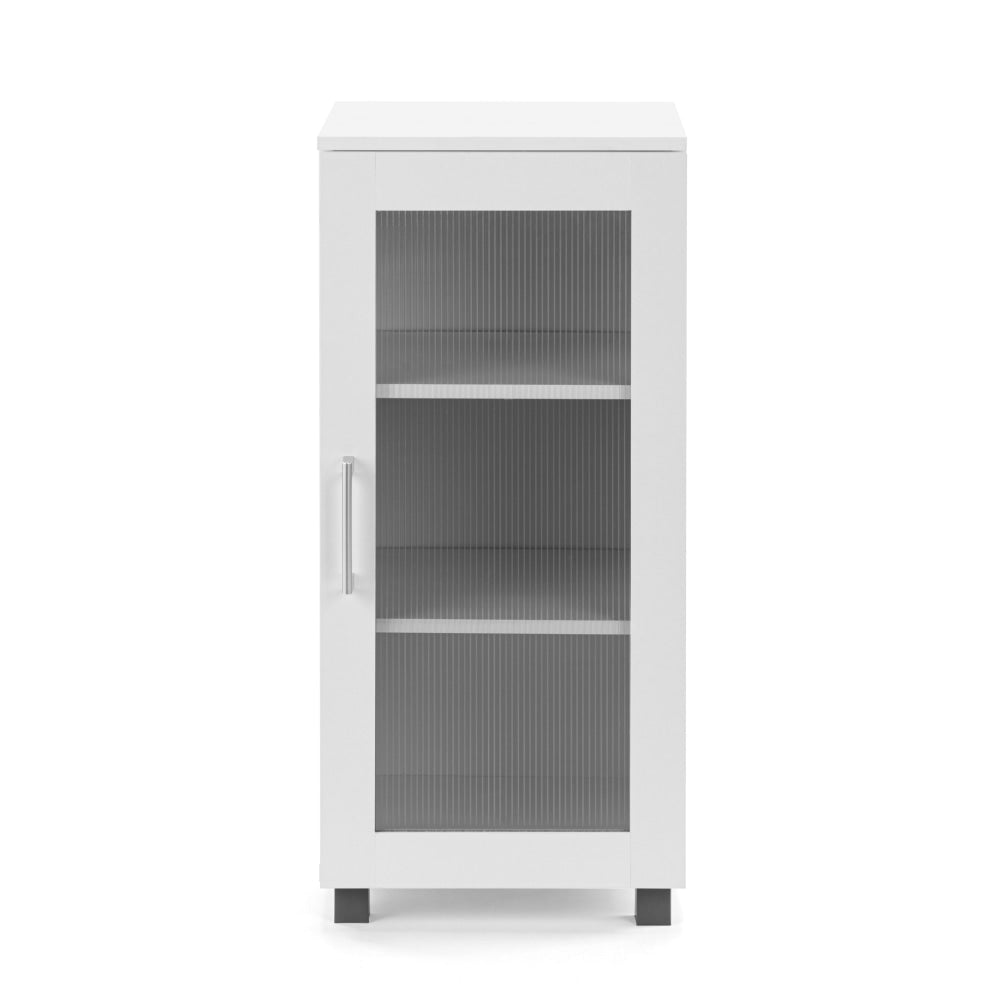 Momentous Living Emerson 3Tier Low Bookcase Cupboard Display W/ 1Door White Bookcase