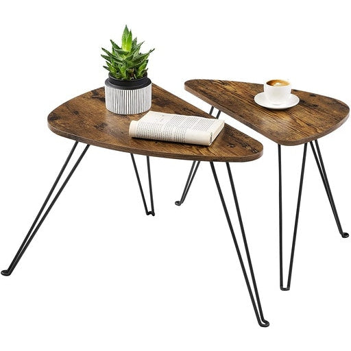 Vasagle Set of 2 Nesting Table Side Accent Rustic Brown/Black Fast shipping On sale