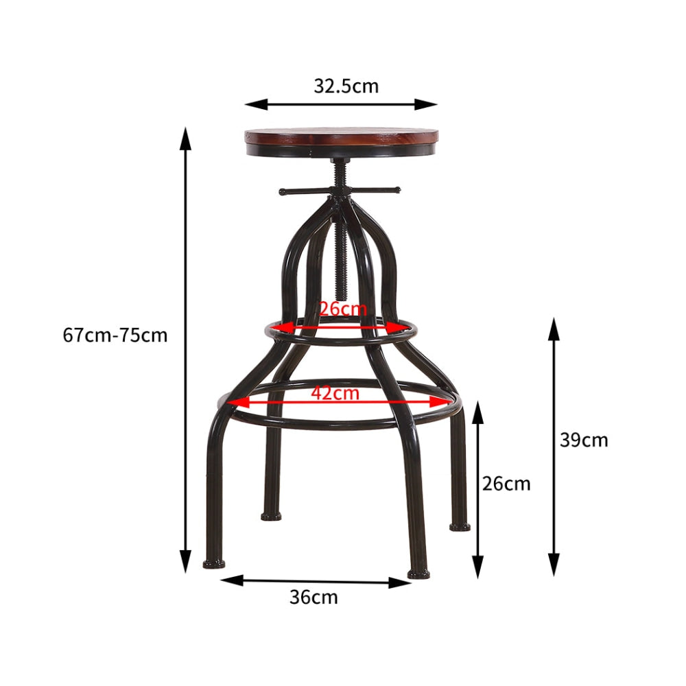 Momentous Living Levede 4x Industrial Bar Stools Kitchen Stool Wooden
