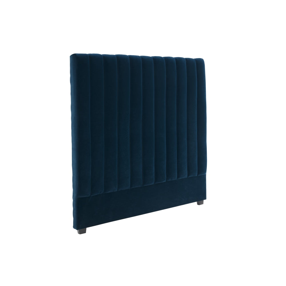 Momentous Living London Fabric Velvet Cushion Bed Head Headboard Double Size Navy Bed Head Sales