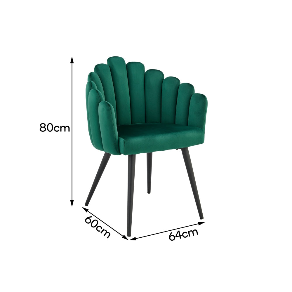 Pucon Fabric Velvet Kitchen Chair Dining Armchair - Green Fast shipping On sale