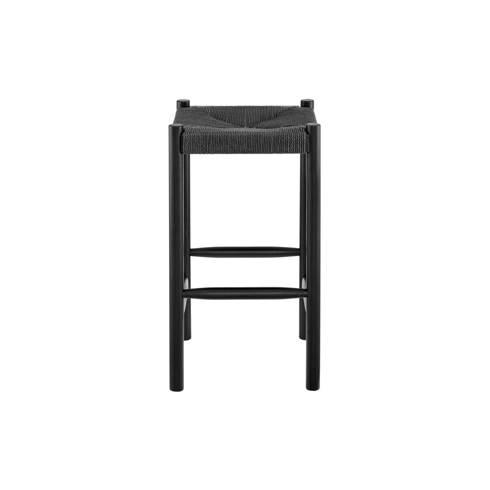 Set of 2 Amber Wooden Kitchen Counter Bar Stool Rattan Seat - Black Fast shipping On sale