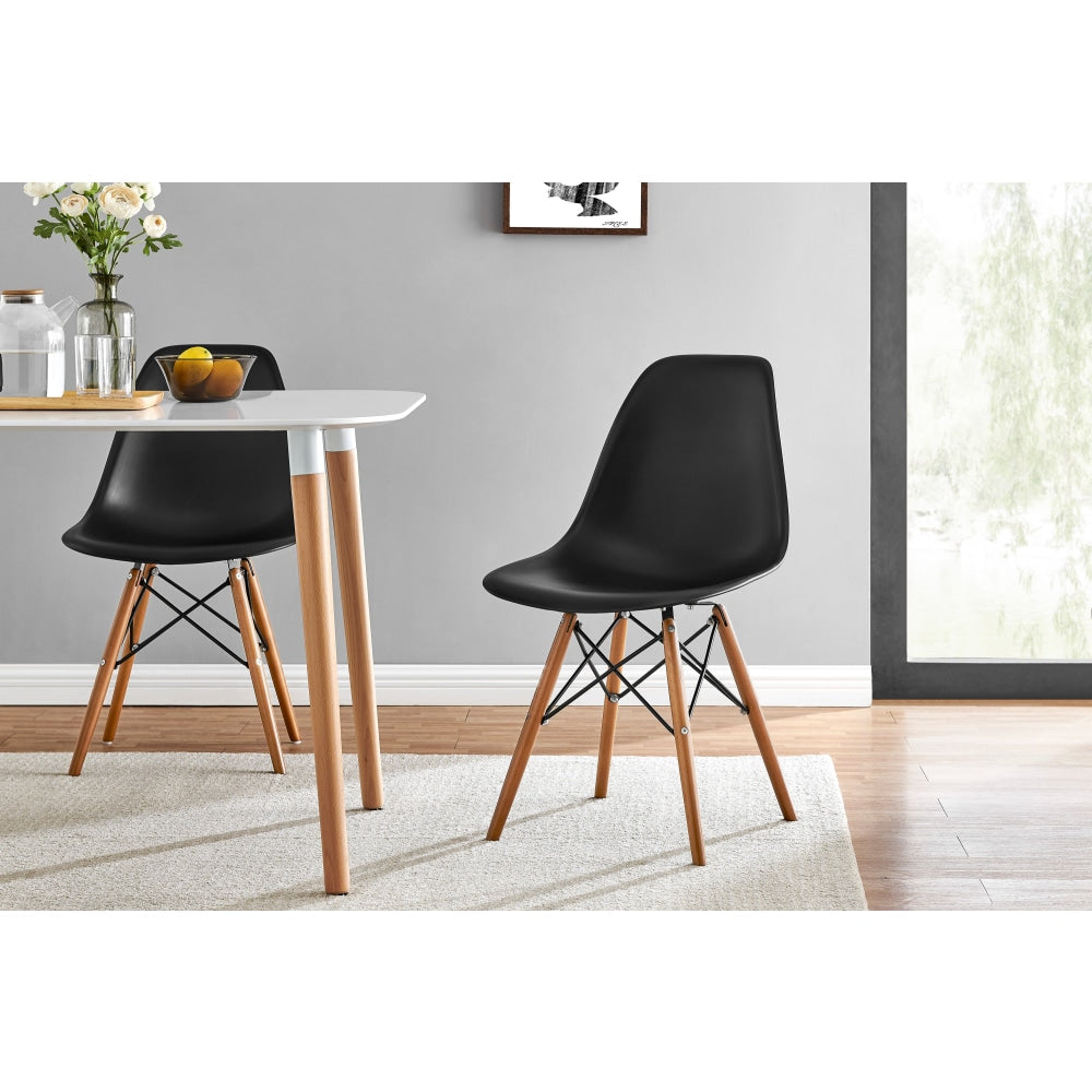Set of 2 Eames Replica Premium DSW Kitchen Dining Side Chairs - Black Seat/Walnut Legs / Walnut Chair Fast shipping On sale