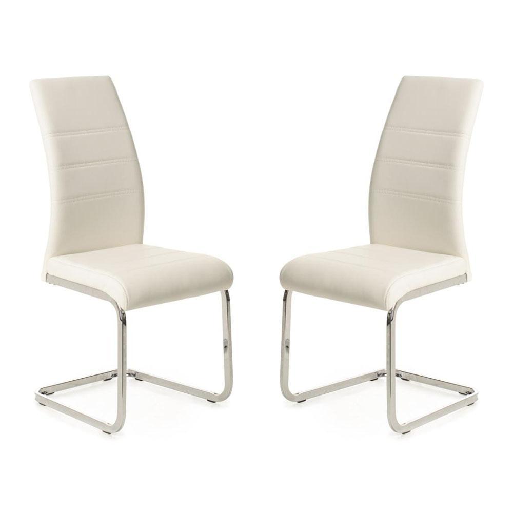 Momentous Living Set of 2 Giara Faux Leather Dining Chair Chrome Legs