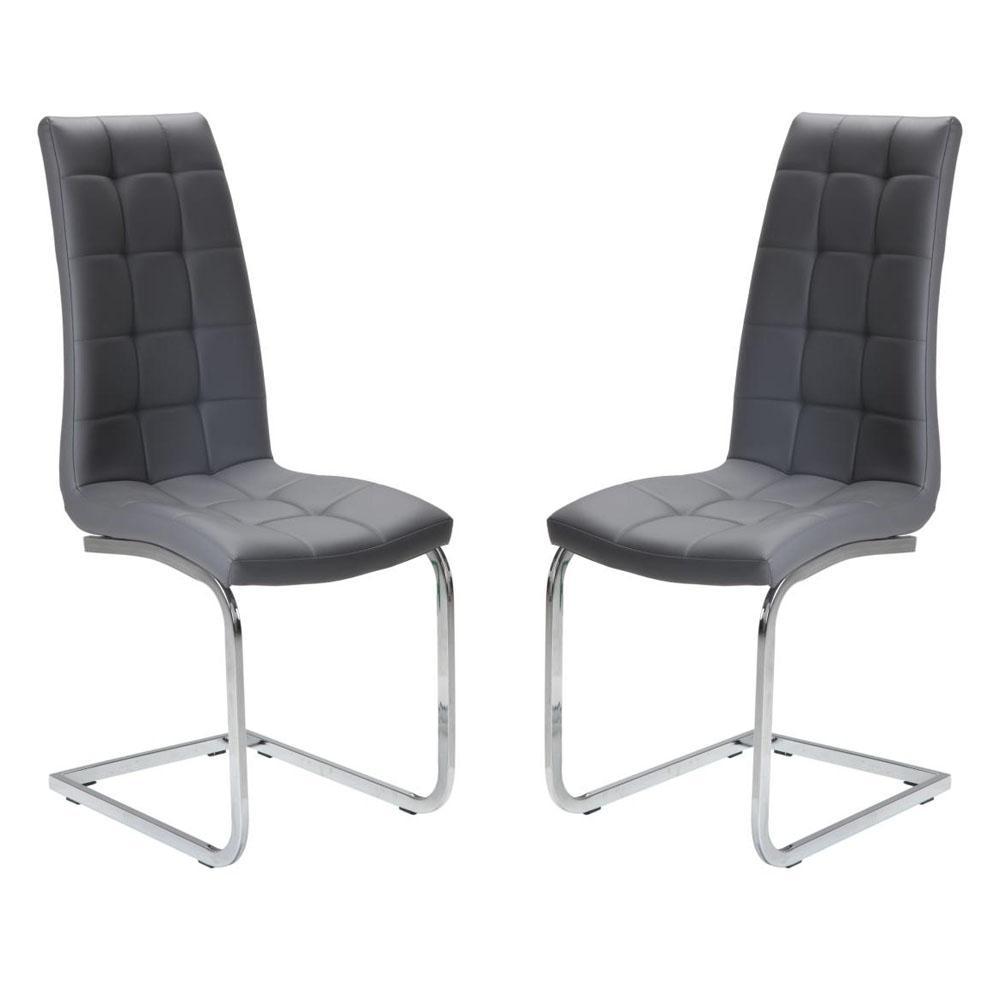 Momentous Living Set of 2 Hanson Faux Leather Dining Chair Chrome