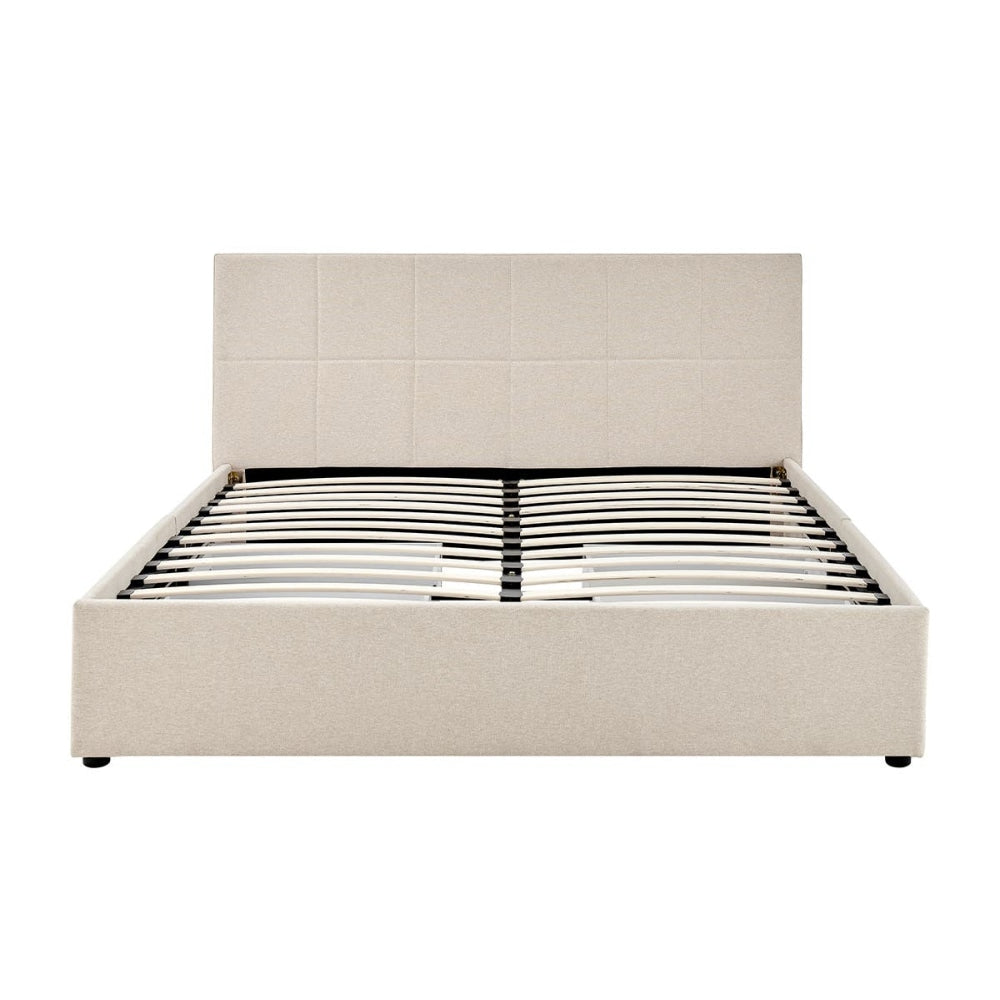 Theodore Storage Bed Frame with Drawers - Double Beige Fast shipping On sale