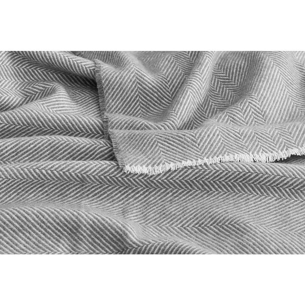 Momentous Living Trafalgar Herringbone Wool Blanket Grey Queen/King