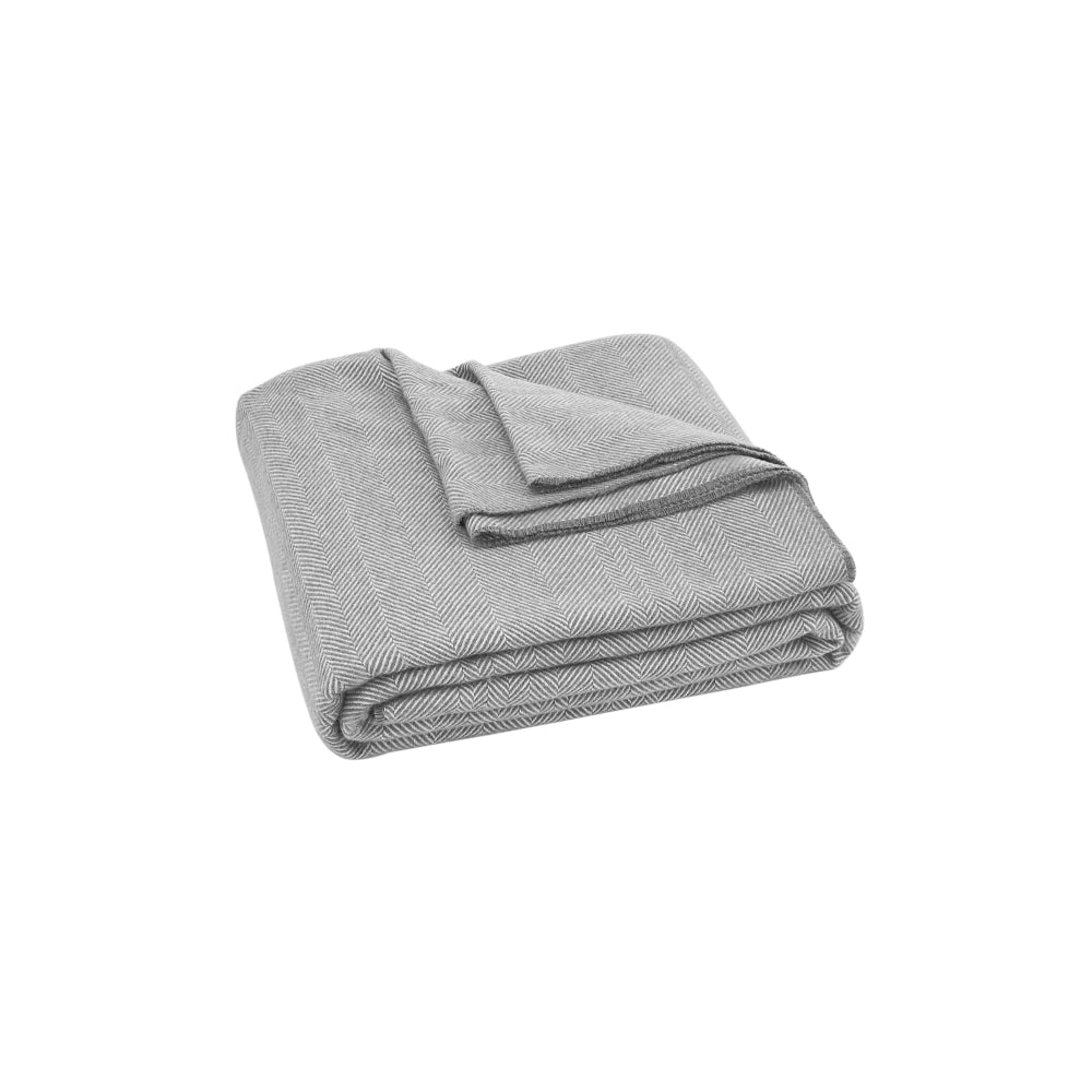 Momentous Living Trafalgar Herringbone Wool Blanket Grey Queenking