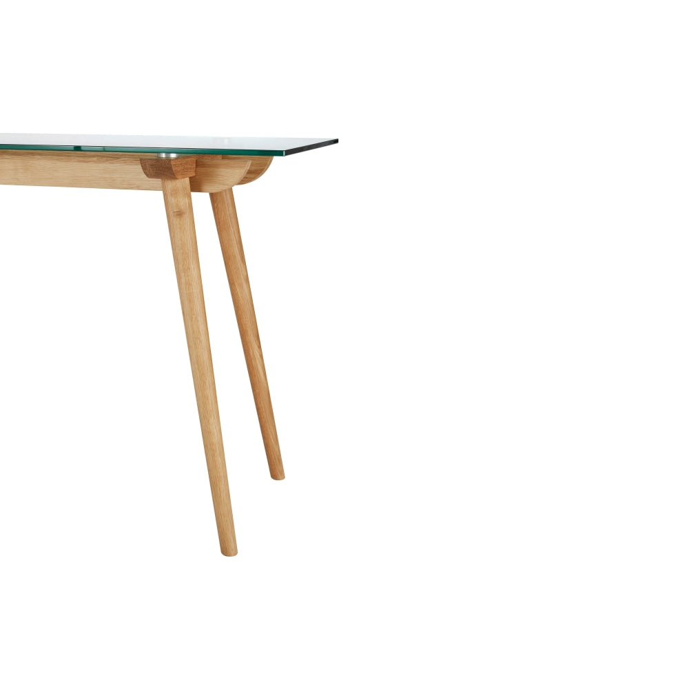 Momentous Living Valparaiso Glass Top Hallway Console Hall Table Wooden Legs Natural Hall Table