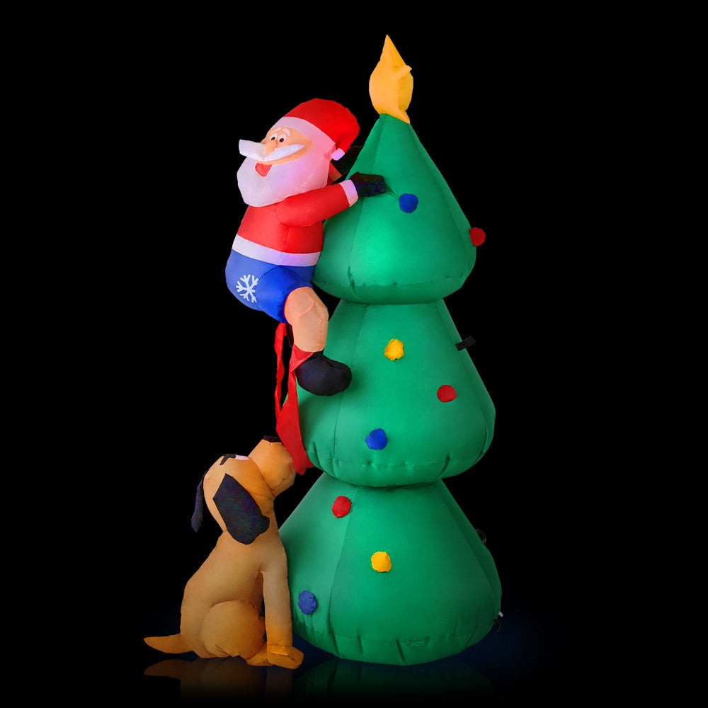 1.8M Christmas Inflatable Santa on Tree Lights Xmas Decor Airblown Fast shipping On sale
