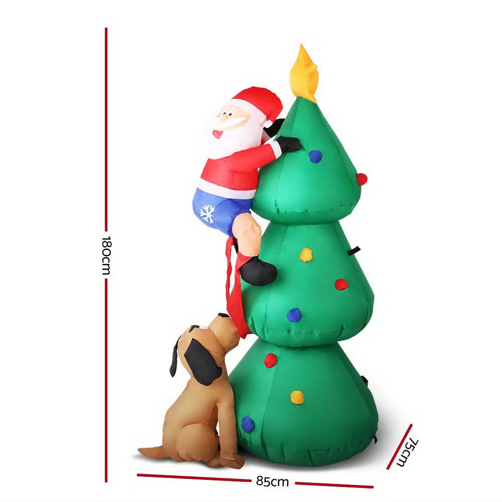 1.8M Christmas Inflatable Santa on Tree Lights Xmas Decor Airblown Fast shipping sale