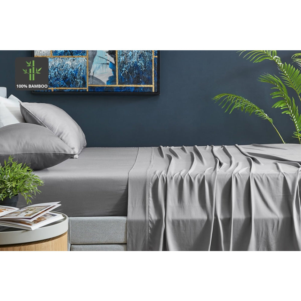 100% Natural Bamboo Bed Sheet Set Silver Fast shipping On sale