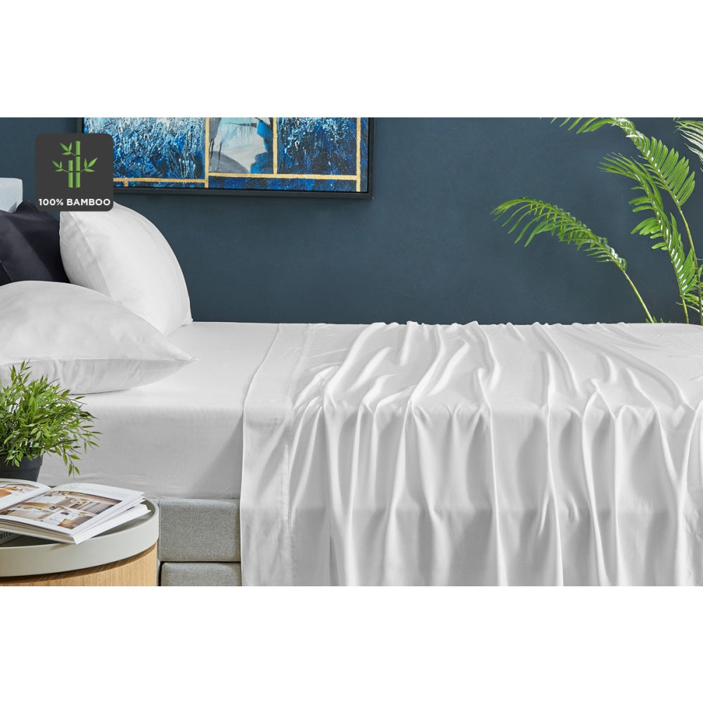 100% Natural Bamboo Bed Sheet Set White Fast shipping On sale