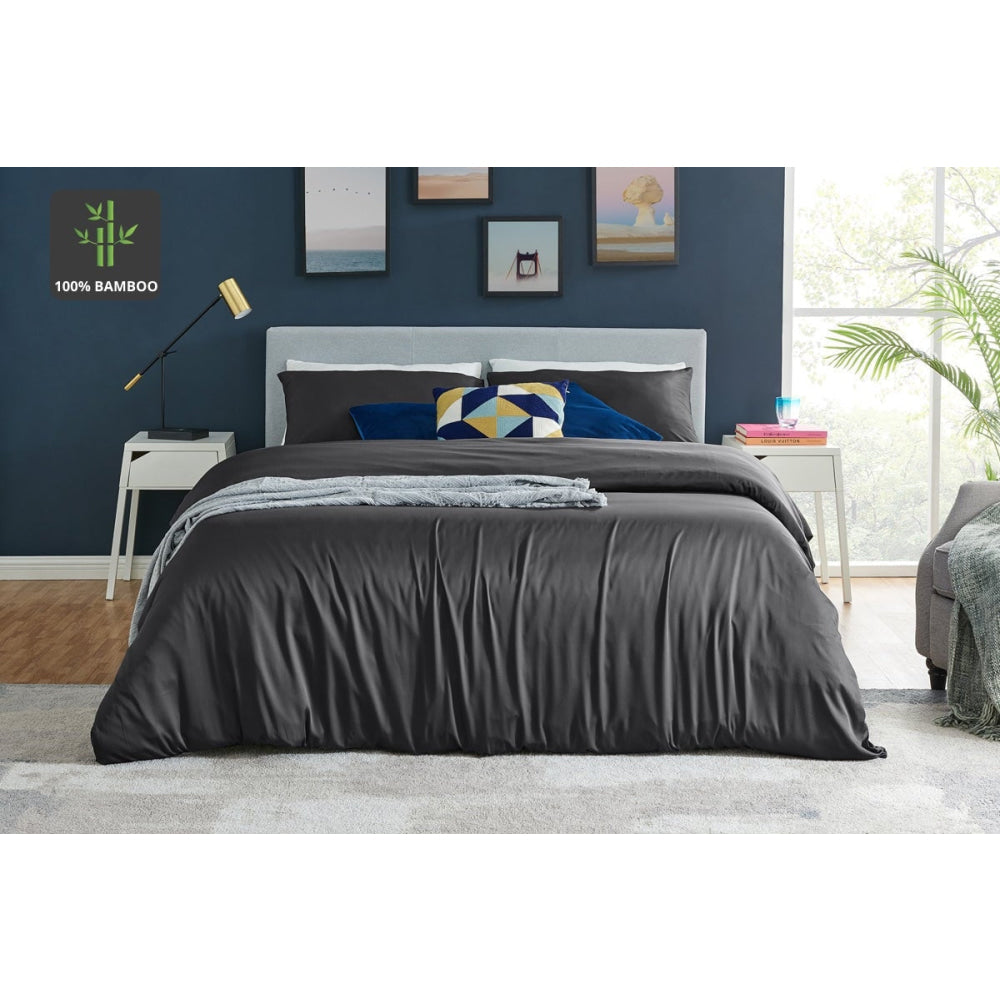 100% Natural Bamboo Quilt Cover Set Charcoal King Fast shipping On sale