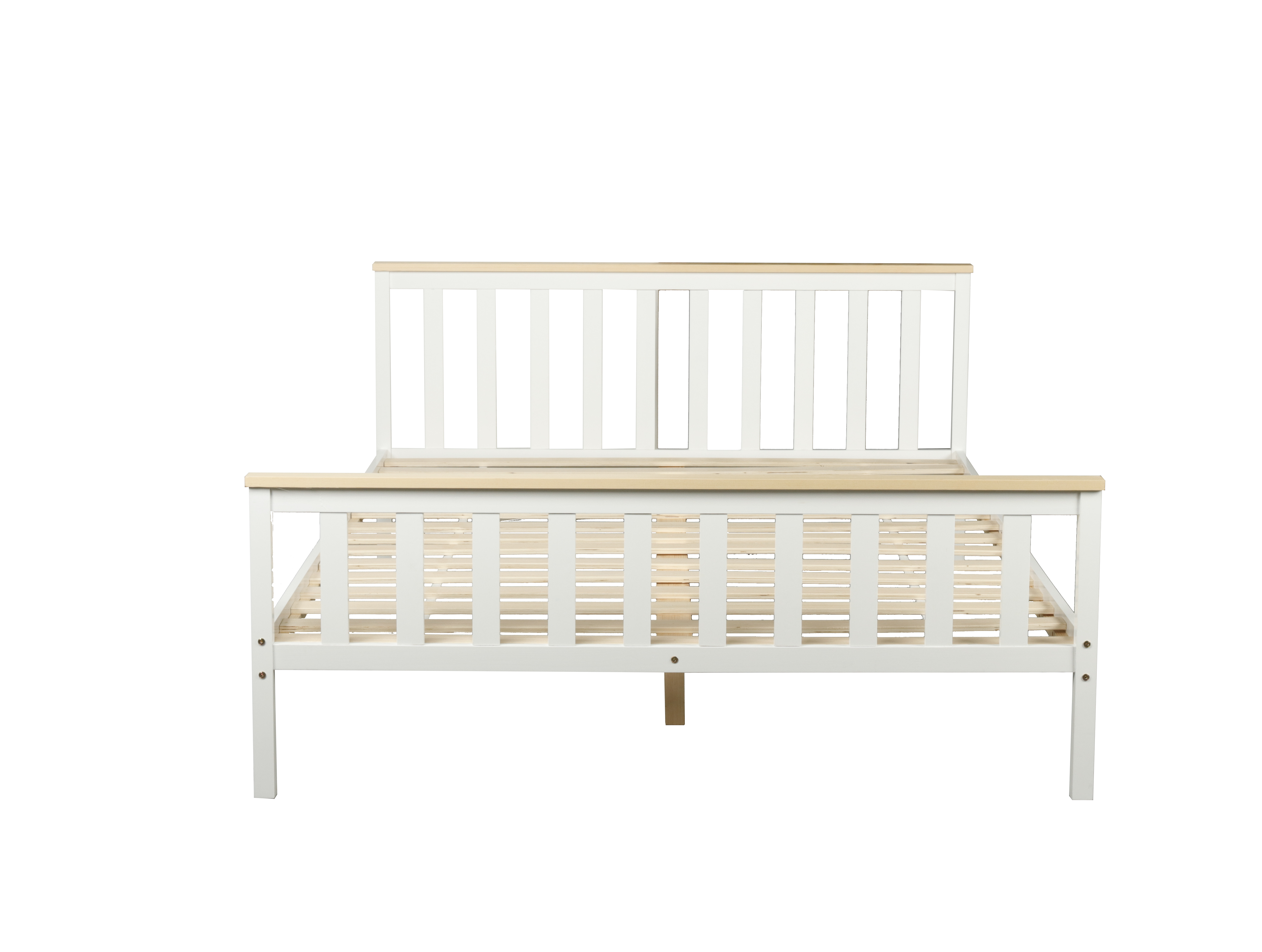 Wooden Timber Solid Pine Queen Size Bed Frame - White/Natural Fast shipping On sale