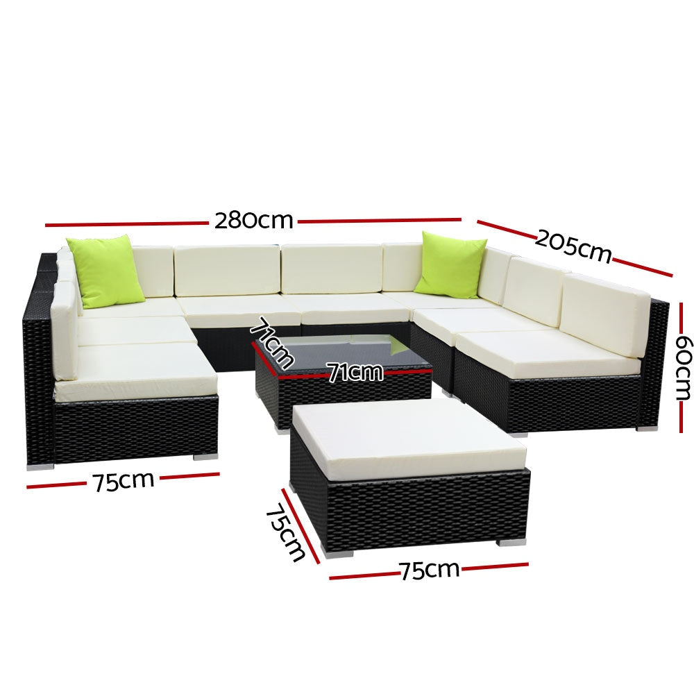 10PC Sofa Set with Storage Cover Outdoor Furniture Wicker Sets Fast shipping On sale