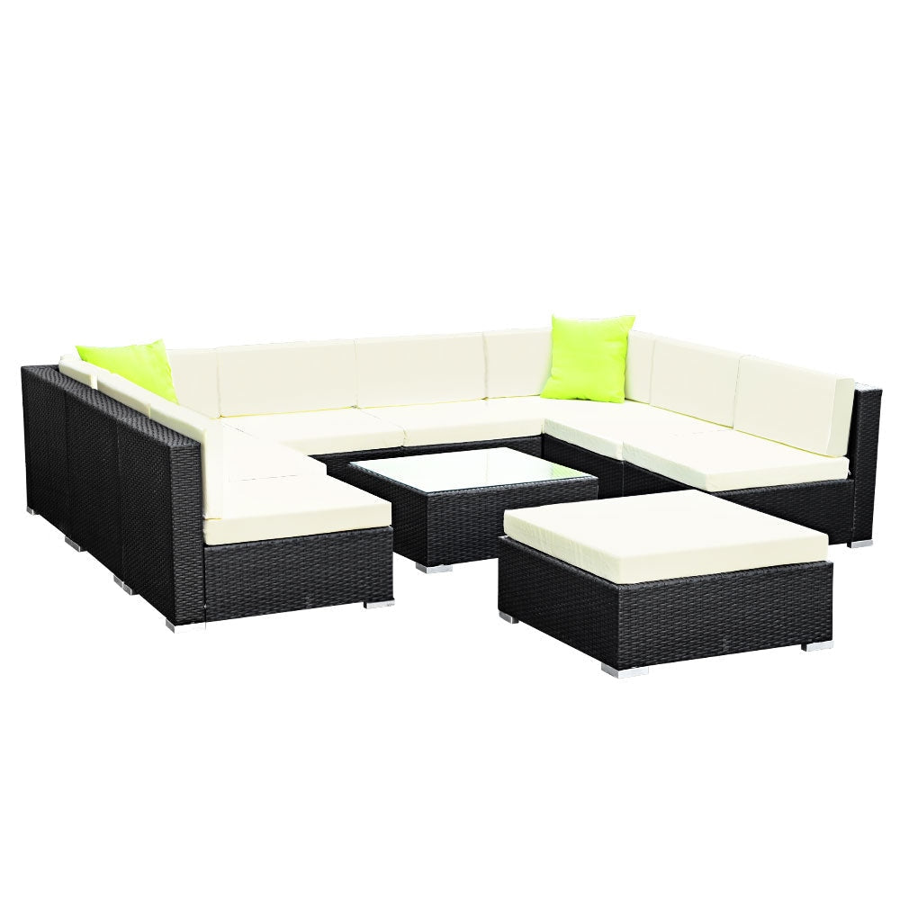 10PC Sofa Set with Storage Cover Outdoor Furniture Wicker Sets Fast shipping On sale