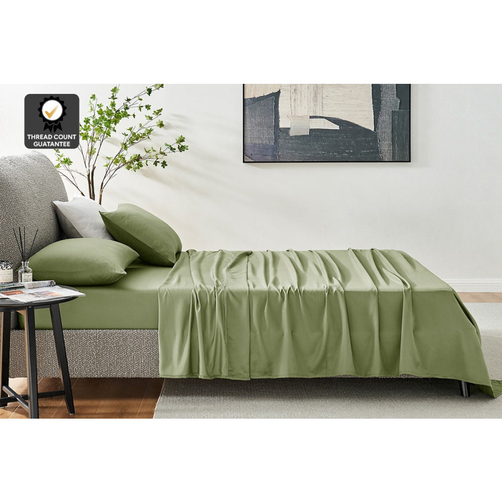 1200TC Cotton Bed Sheet Set Oiled Green Fast shipping On sale