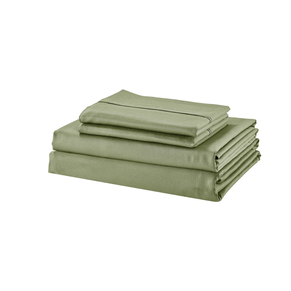 1200TC Cotton Quilt Cover Set Oiled Green Fast shipping On sale