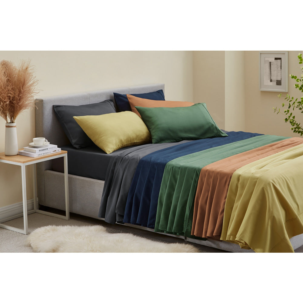 1200TC Premium Cotton Bed Sheet Set Charcoal Single Fast shipping On sale