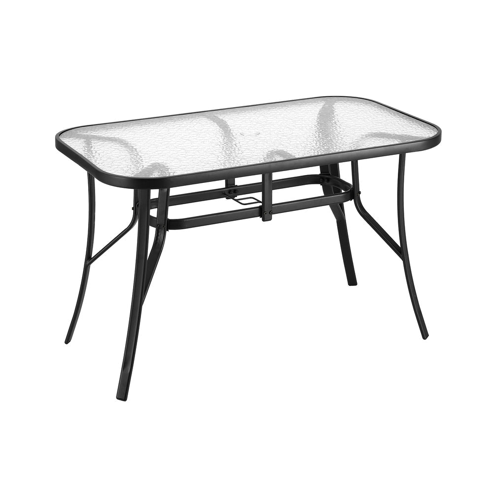 120CM Outdoor Dining Table Steel Parasol Hole Desk Patio Furniture Black Fast shipping On sale