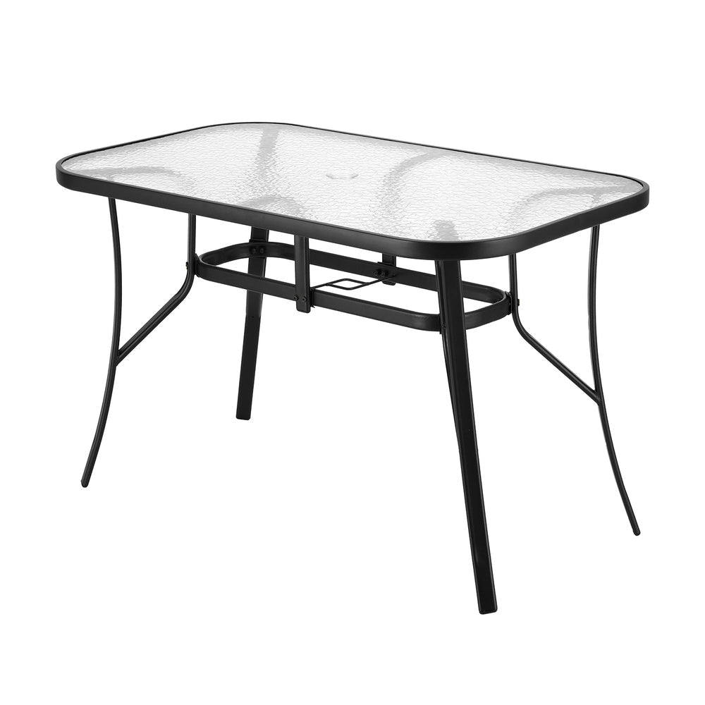 120CM Outdoor Dining Table Steel Parasol Hole Desk Patio Furniture Black Fast shipping On sale