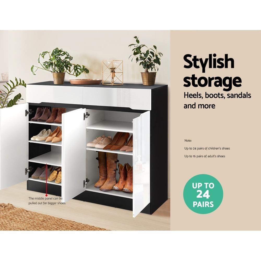 120cm Shoe Cabinet Shoes Storage Rack High Gloss Cupboard Shelf Drawers Fast shipping On sale
