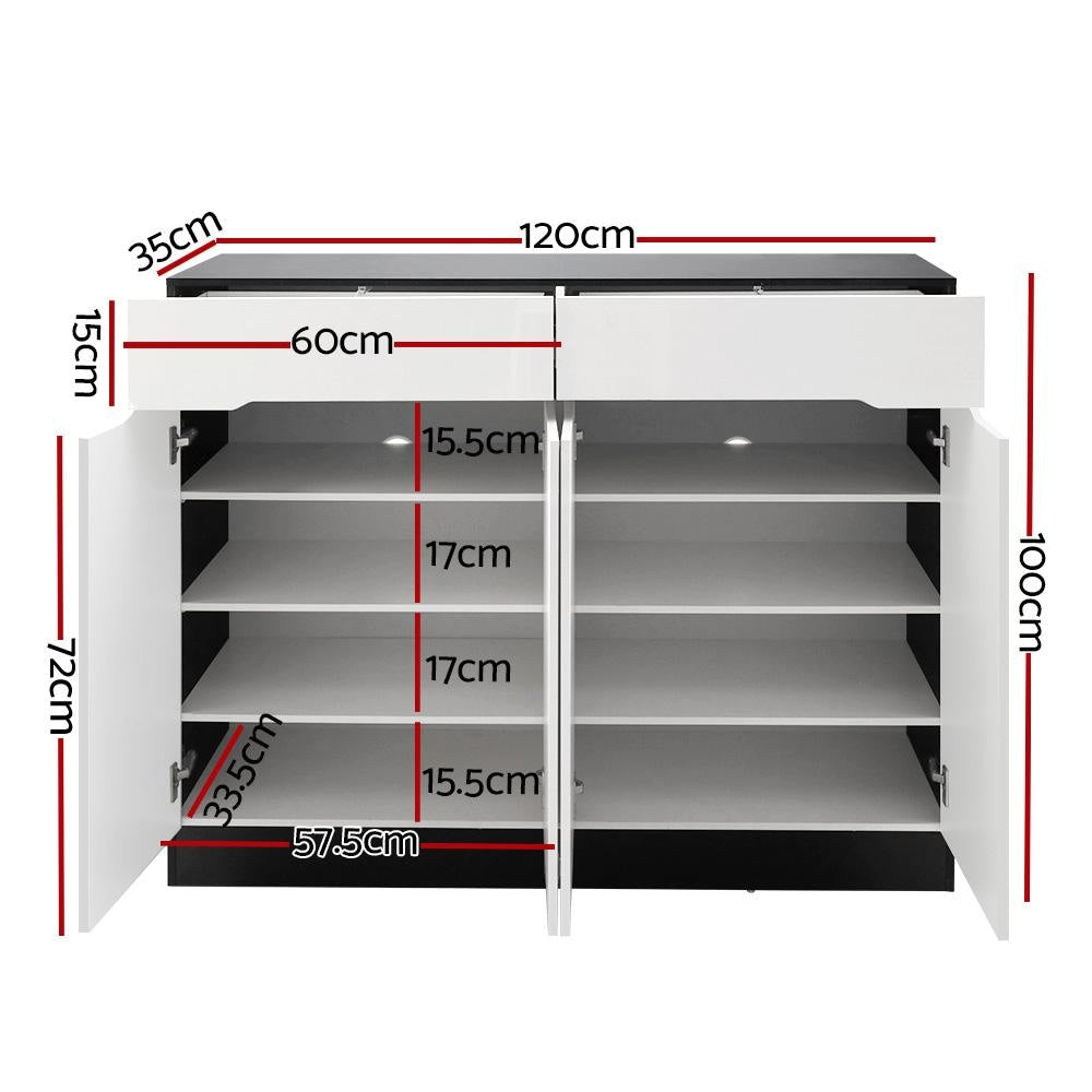 120cm Shoe Cabinet Shoes Storage Rack High Gloss Cupboard Shelf Drawers Fast shipping On sale