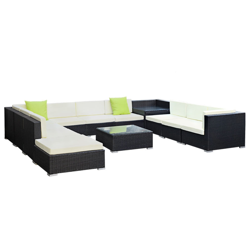 12PC Sofa Set with Storage Cover Outdoor Furniture Wicker Sets Fast shipping On sale