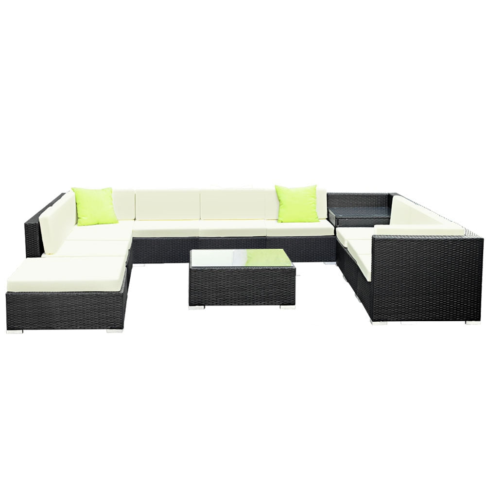 12PC Sofa Set with Storage Cover Outdoor Furniture Wicker Sets Fast shipping On sale