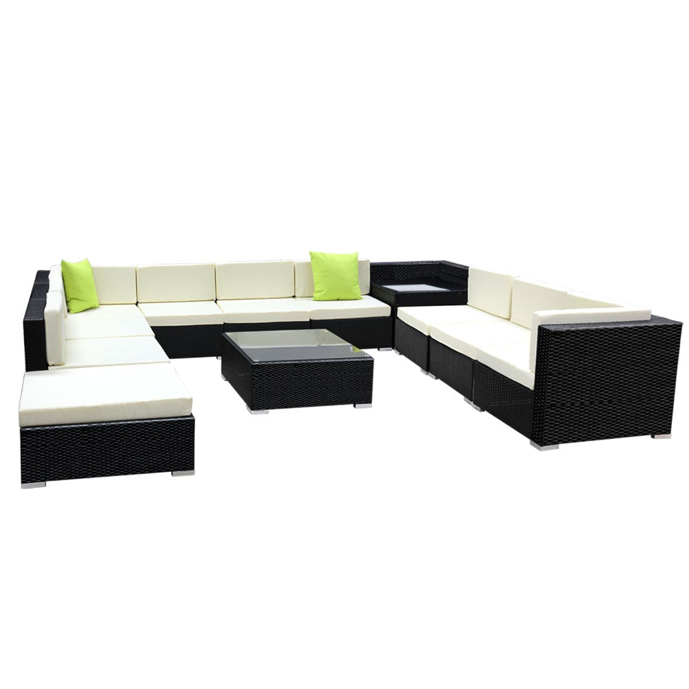 12PC Sofa Set with Storage Cover Outdoor Furniture Wicker Sets Fast shipping On sale