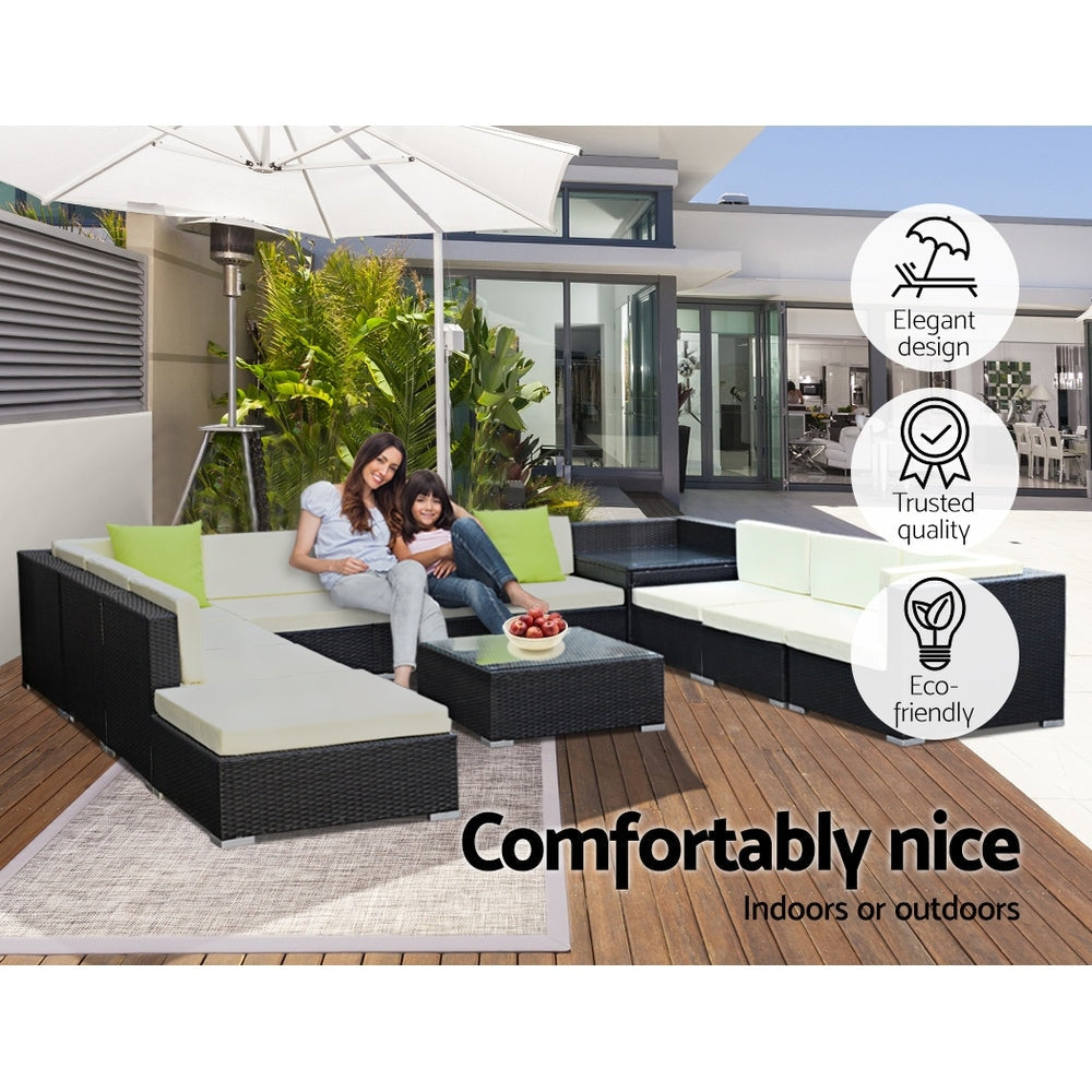 12PC Sofa Set with Storage Cover Outdoor Furniture Wicker Sets Fast shipping On sale