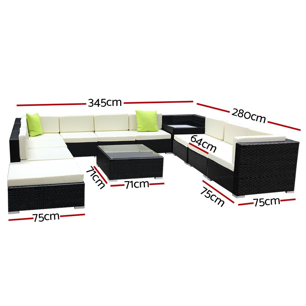 12PC Sofa Set with Storage Cover Outdoor Furniture Wicker Sets Fast shipping On sale