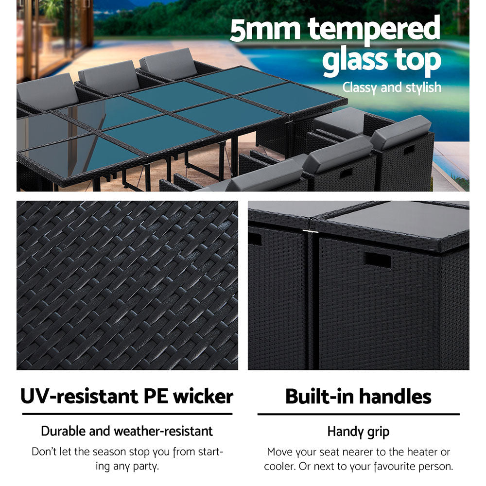 13 Piece Wicker Outdoor Dining Table Set Sets Fast shipping On sale