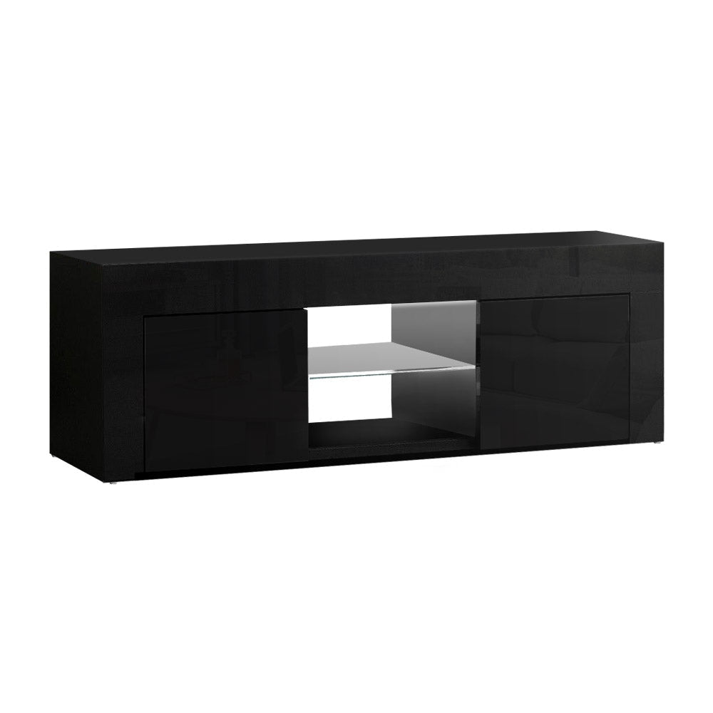 130cm RGB LED TV Stand Cabinet Entertainment Unit Gloss Furniture Black Fast shipping On sale