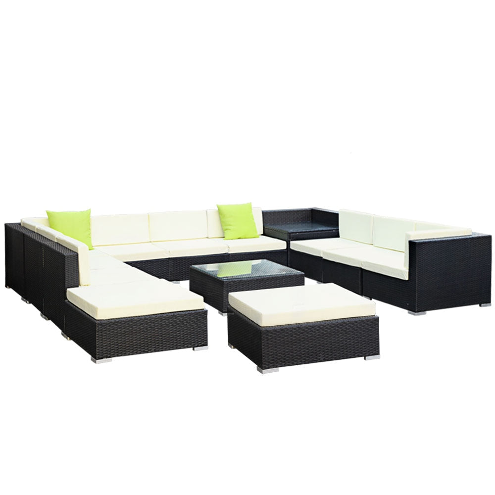 13PC Sofa Set with Storage Cover Outdoor Furniture Wicker Sets Fast shipping On sale